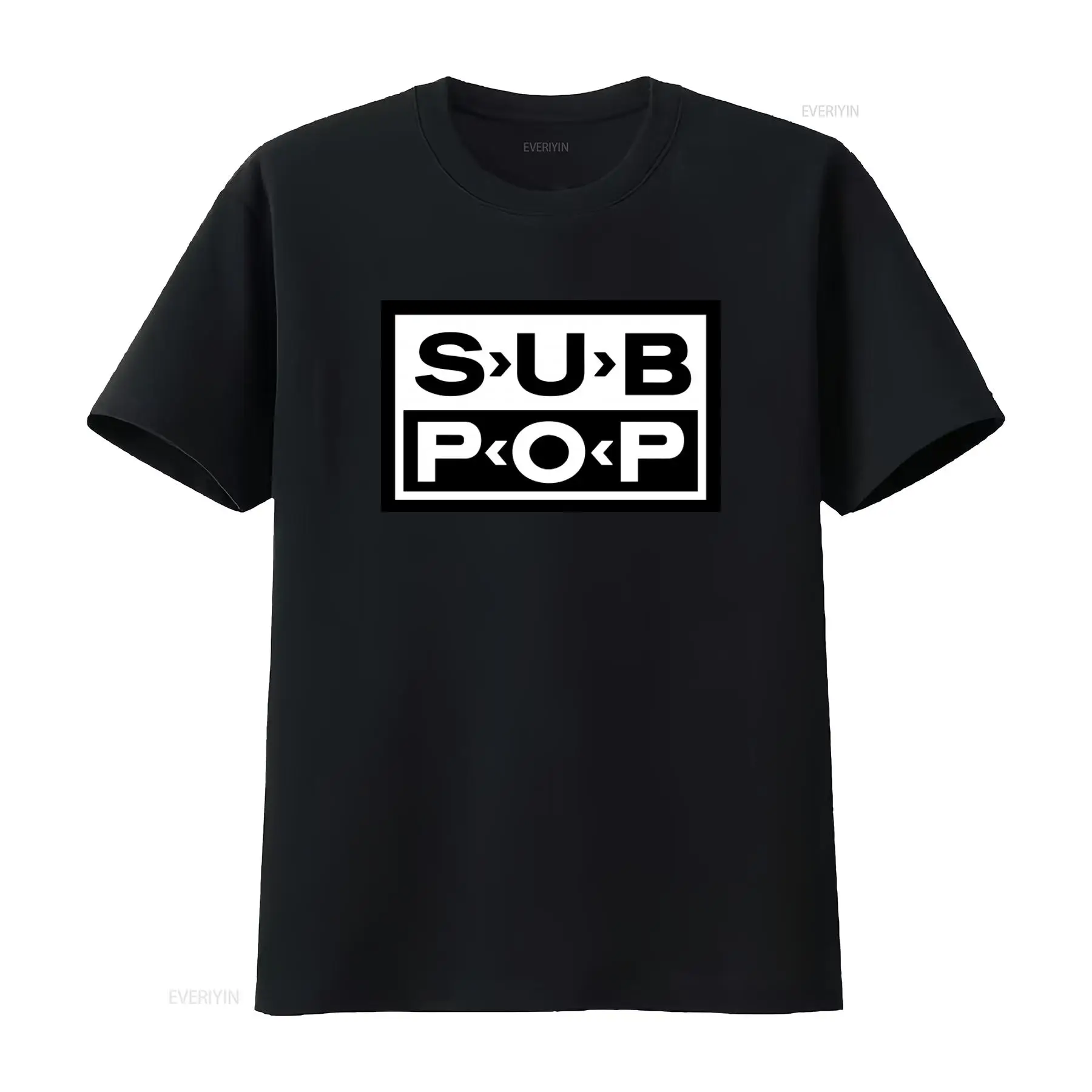 Vintage Fashion Style Men - Kaos Logo Sub Pop Hitam dengan
