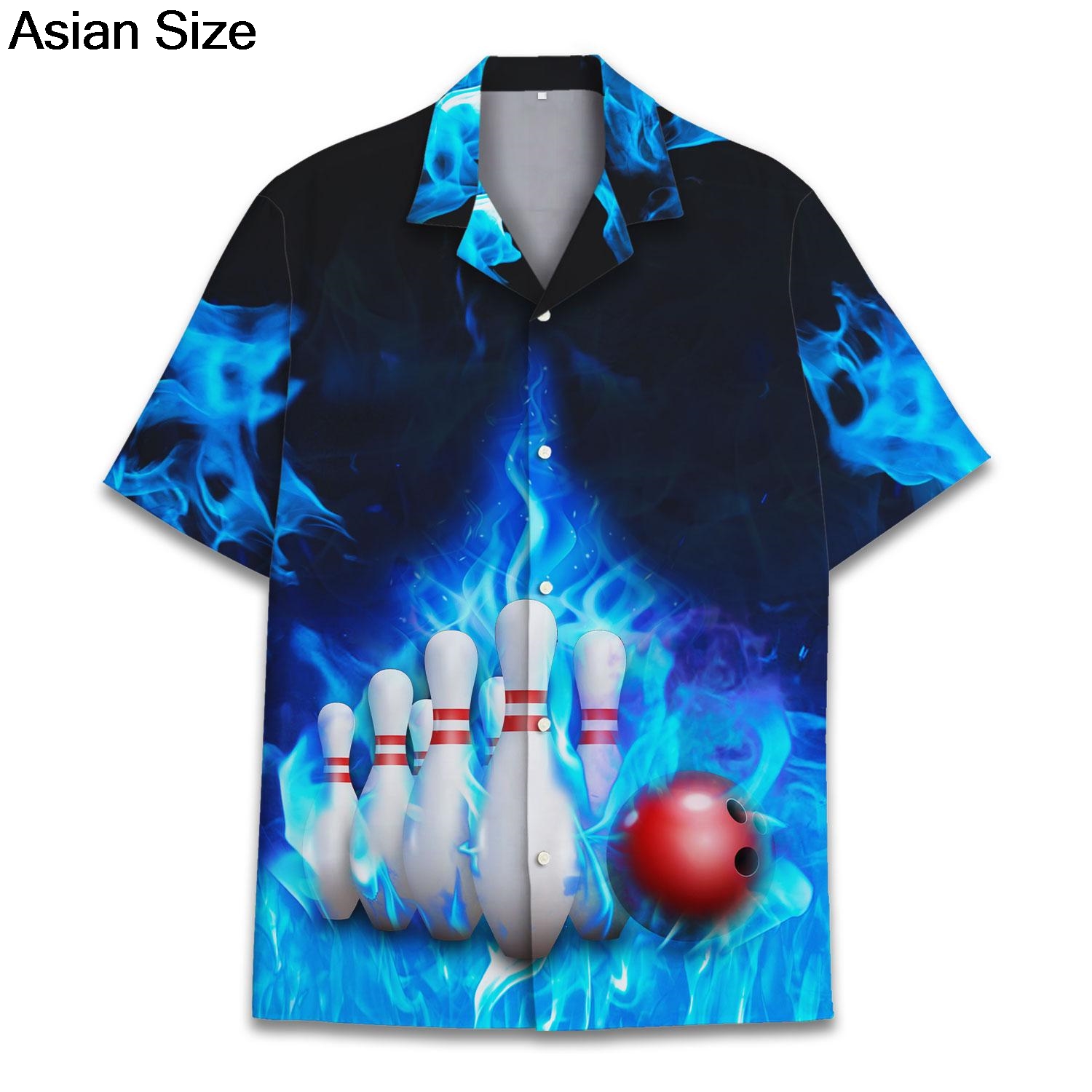 Bowling Shirt Camp - Kemeja Santai Unisex Lengan Pendek Motif