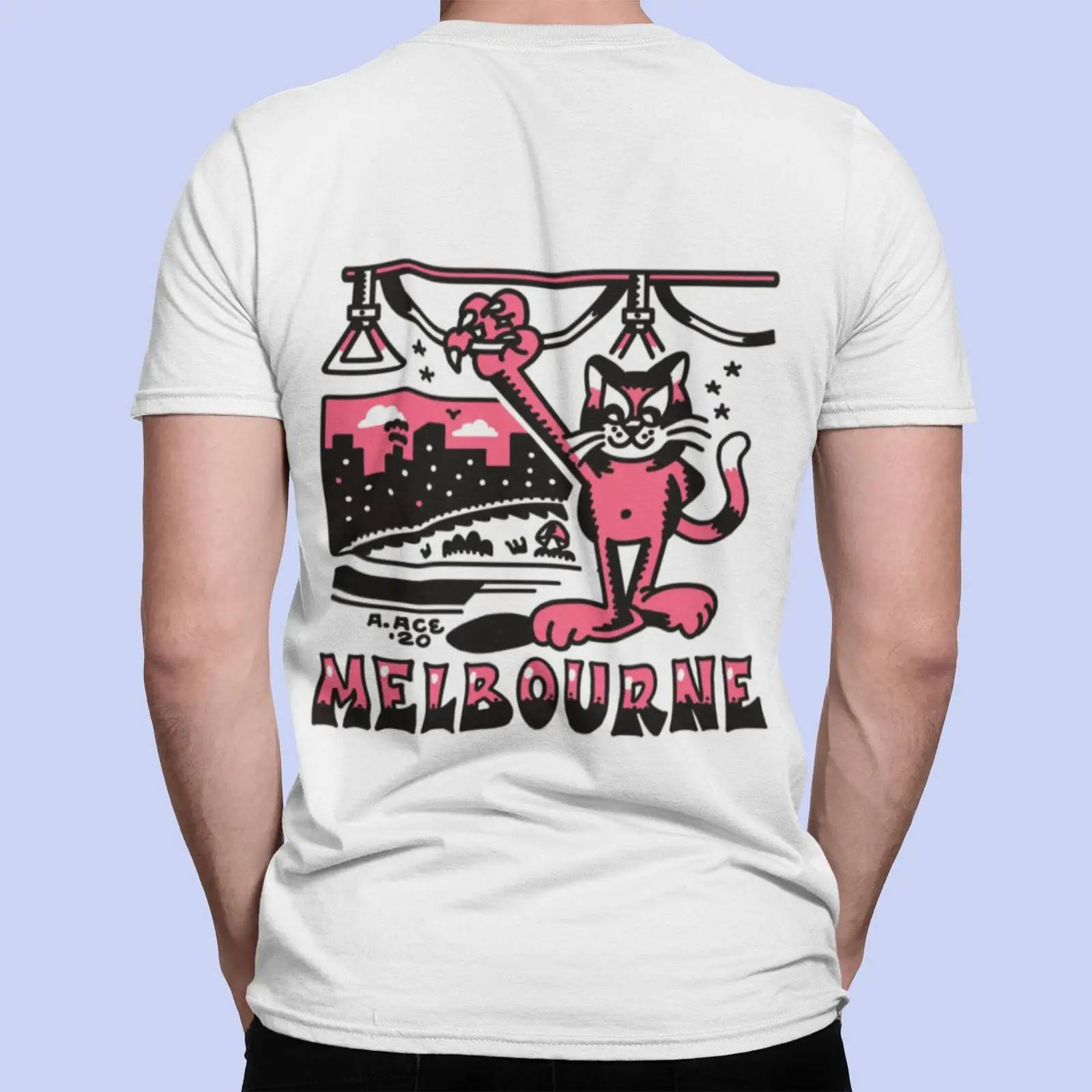 Vintage Fashion Melbourne - Kaos Melbourne Tram Psychedelic Cat Souvenir