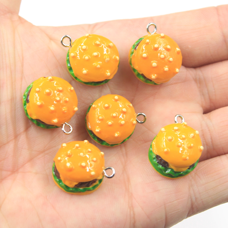 Vintage Fashion Finds - 10 Buah Liontin Simulasi Burger Makanan