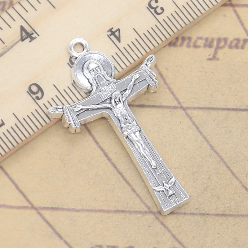 Vintage Fashion Finds - 10 Buah Liontin Salib Yesus 40X24Mm
