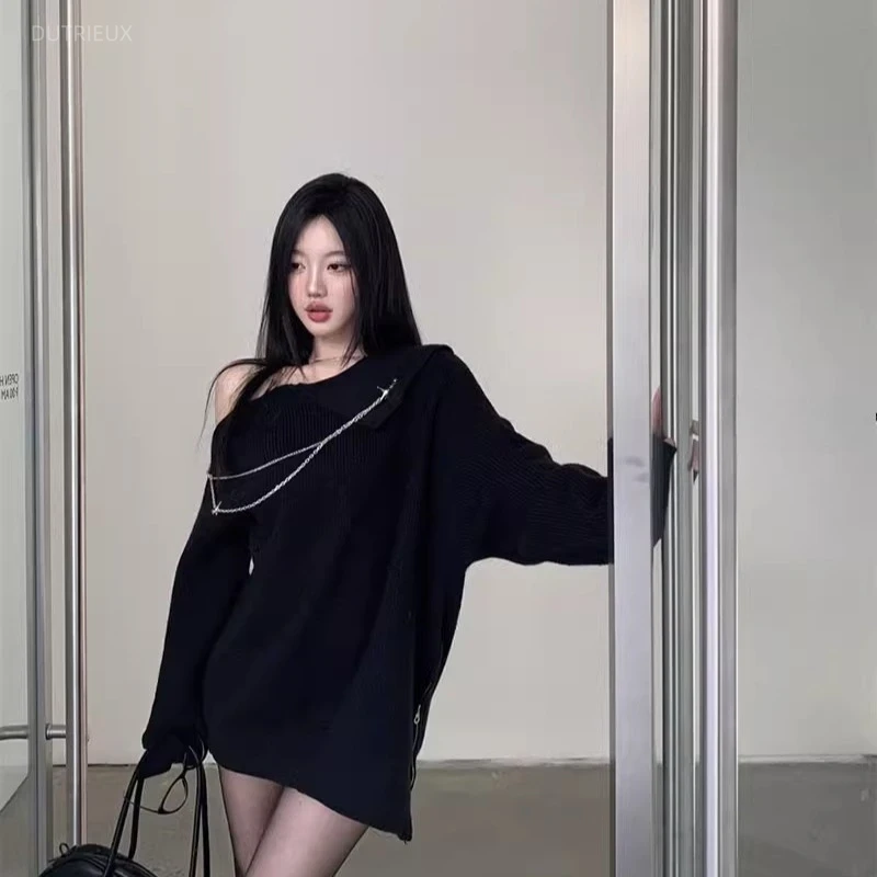 Retro Vintage Korean Fashion - Y2k Pullover Panjang Rantai Vintage Halter
