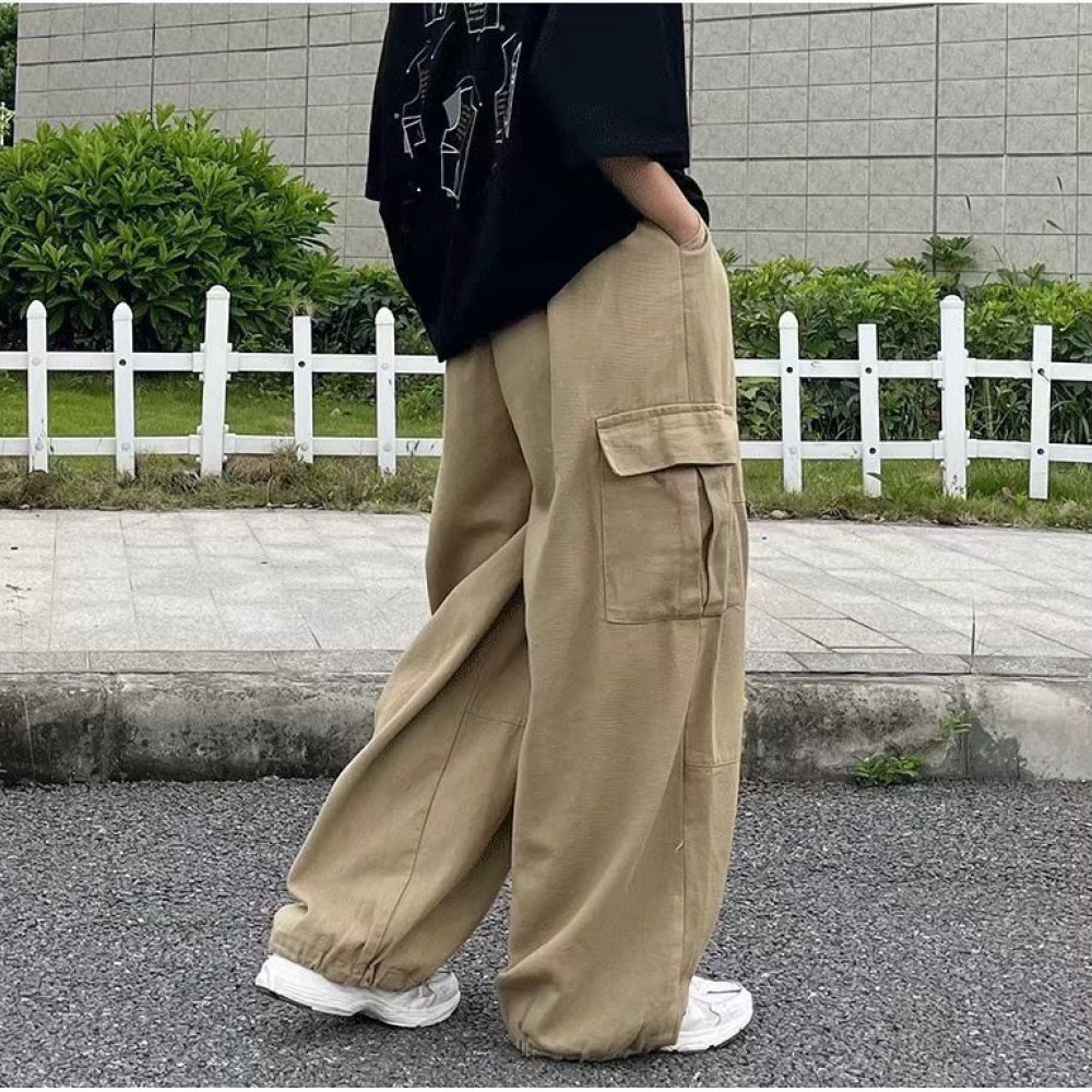 Vintage Fashion Style Men - Celana Cargo Streetwear Jepang Pria, Celana