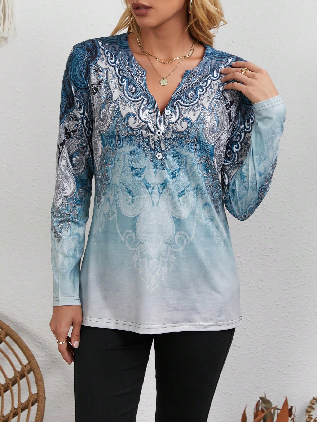 Atasan Wanita Bergaya Etnik: M - Vintage Fashion Style ulasan dan harga