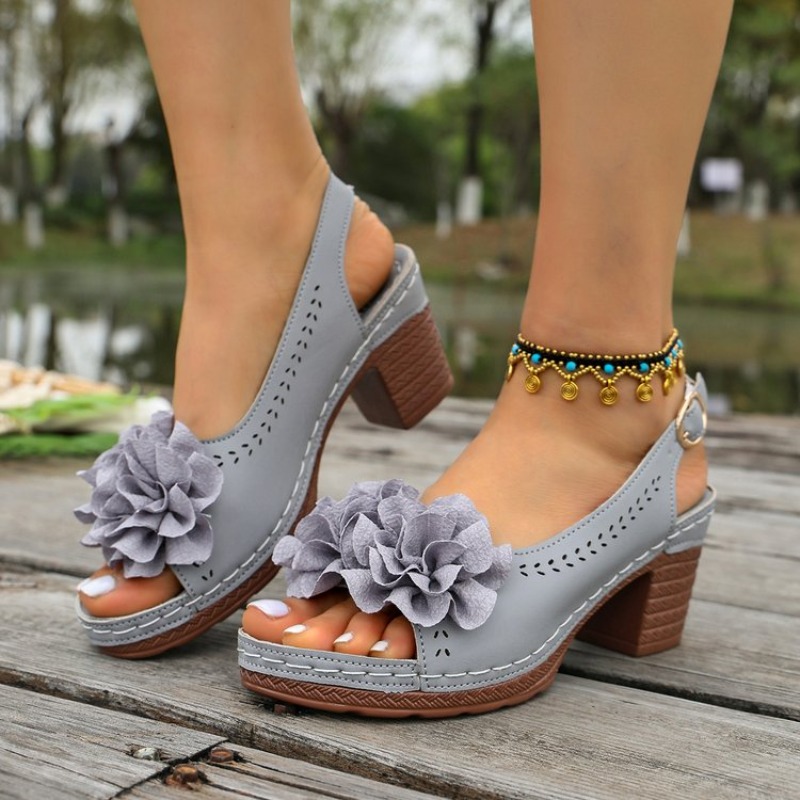 Sandal Peep Toe Vintage Hias B - Vintage Fashion Heels ulasan dan harga