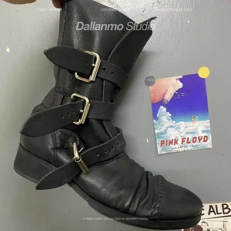 Sepatu Bot Kulit Asli Pria Mod - Vintage Fashion Style Men ulasan dan harga