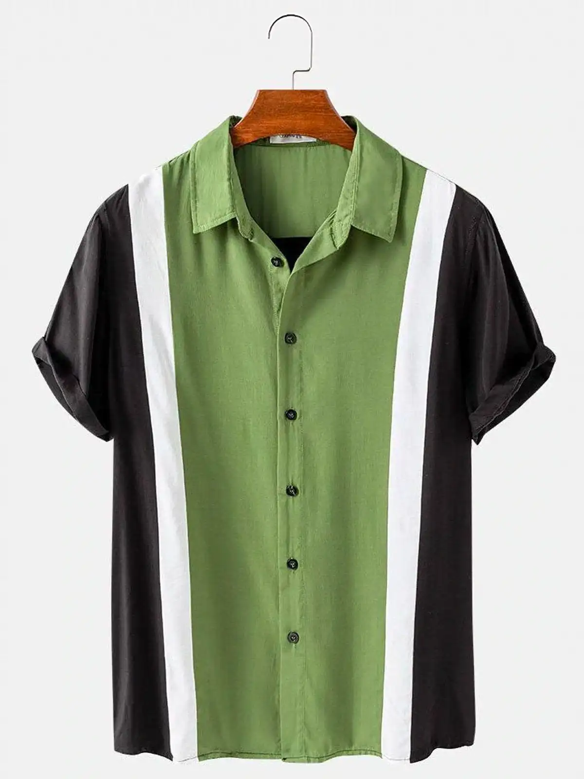 Kemeja klasik dua warna pria,  - Bowling Shirt Camp ulasan dan harga