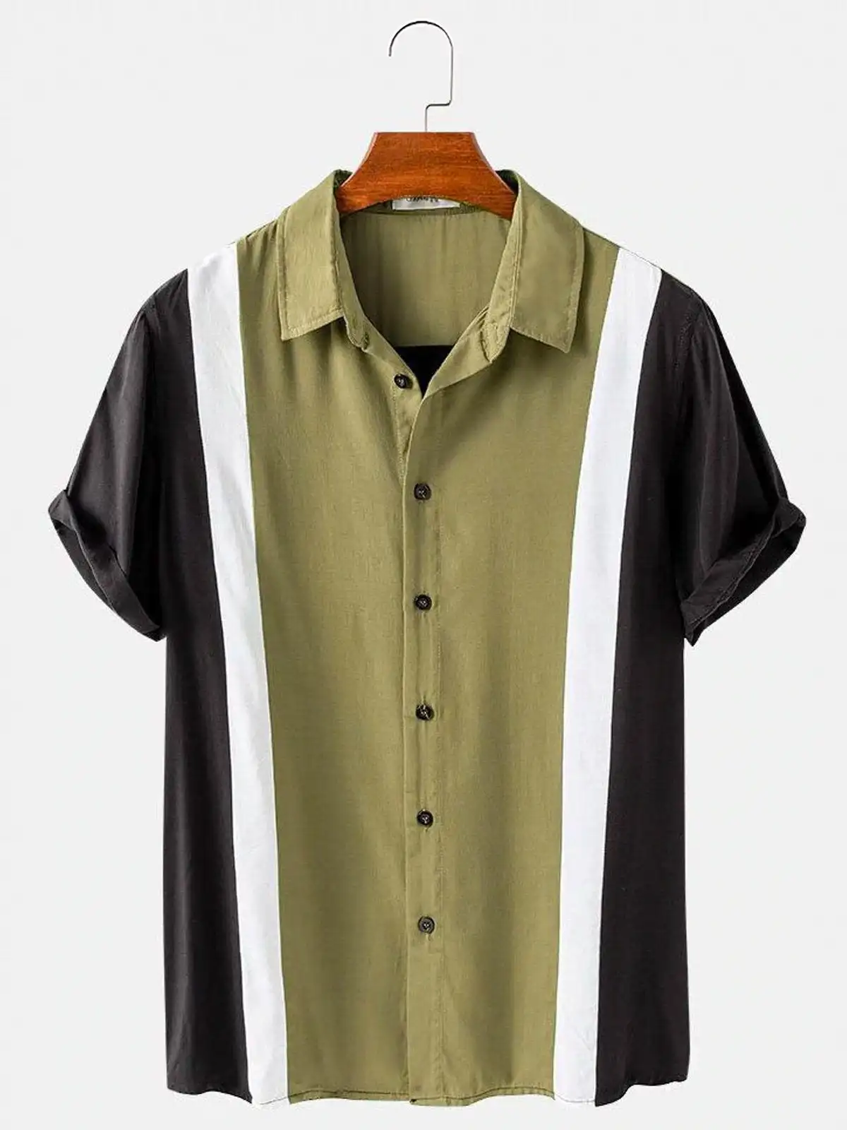 Kemeja klasik dua warna pria,  - Bowling Shirt Camp ulasan dan harga