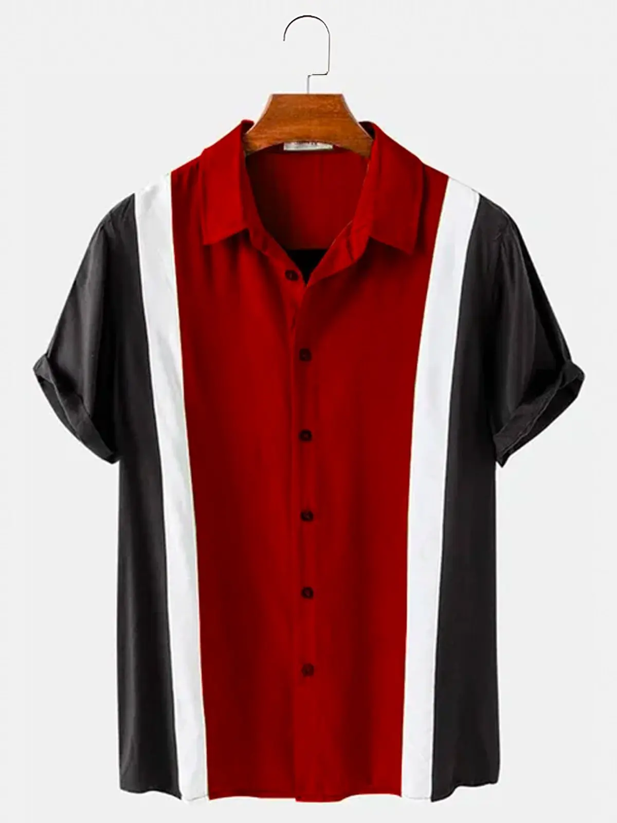 Kemeja klasik dua warna pria,  - Bowling Shirt Camp ulasan dan harga