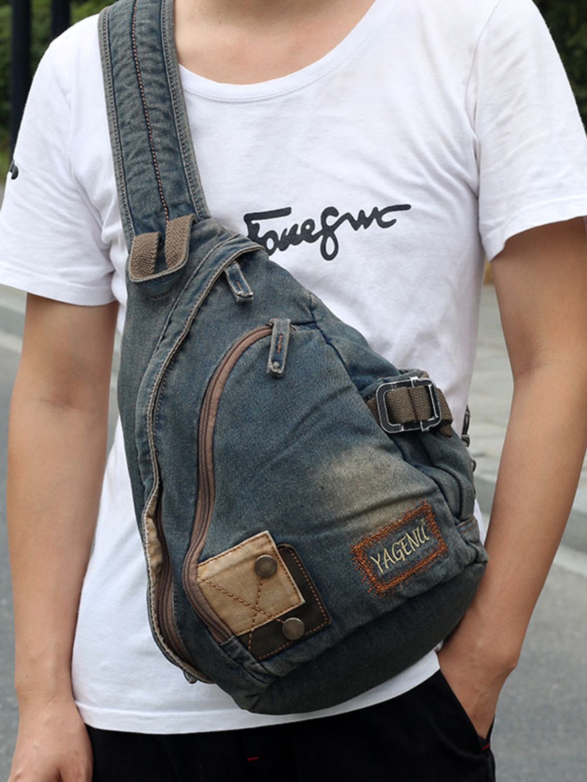 Tas Selempang Denim Retro Unis - Retro Vintage Korean Fashion ulasan dan harga