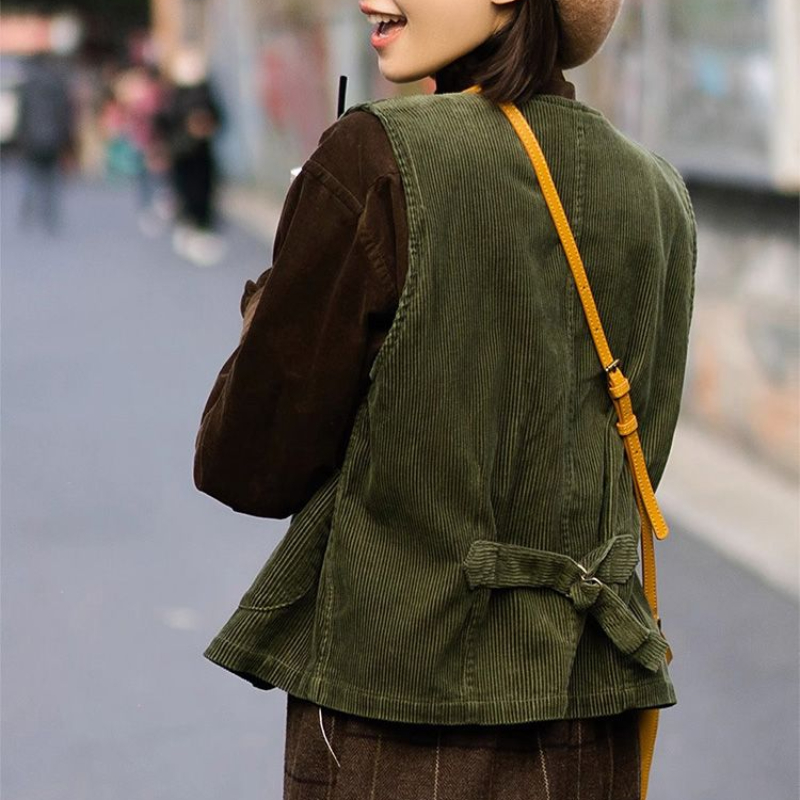Rompi wanita korduroi Retro an - Retro Vintage Korean Fashion ulasan dan harga