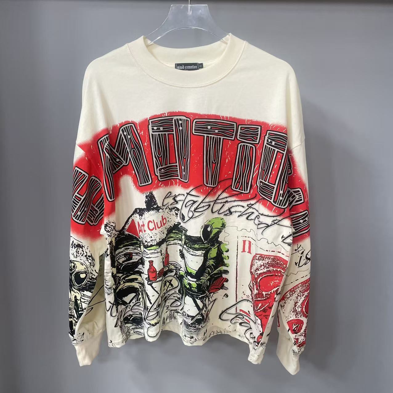 Kaos Lengan Panjang MIXED-EMOT - Vintage Fashion Style ulasan dan harga