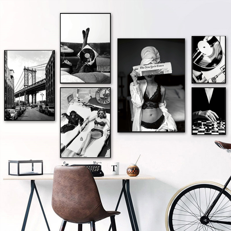 Lukisan kanvas seni dinding an - Vintage Fashion Sketches ulasan dan harga