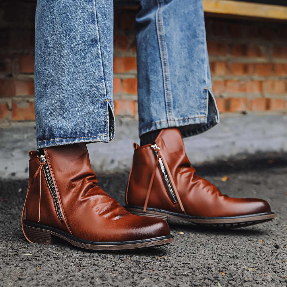 Sepatu Bot Motor Kulit Asli Pr - Vintage Fashion Style Men ulasan dan harga
