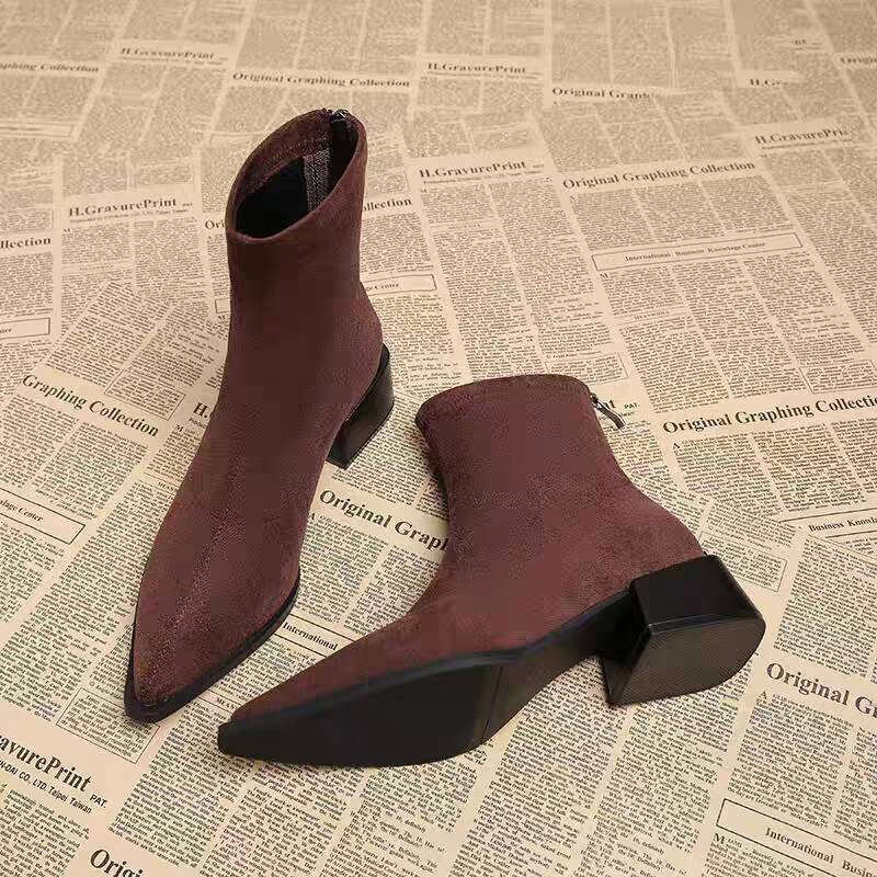 Sepatu Bot Wanita Hak Rendah M - Vintage Fashion Style ulasan dan harga