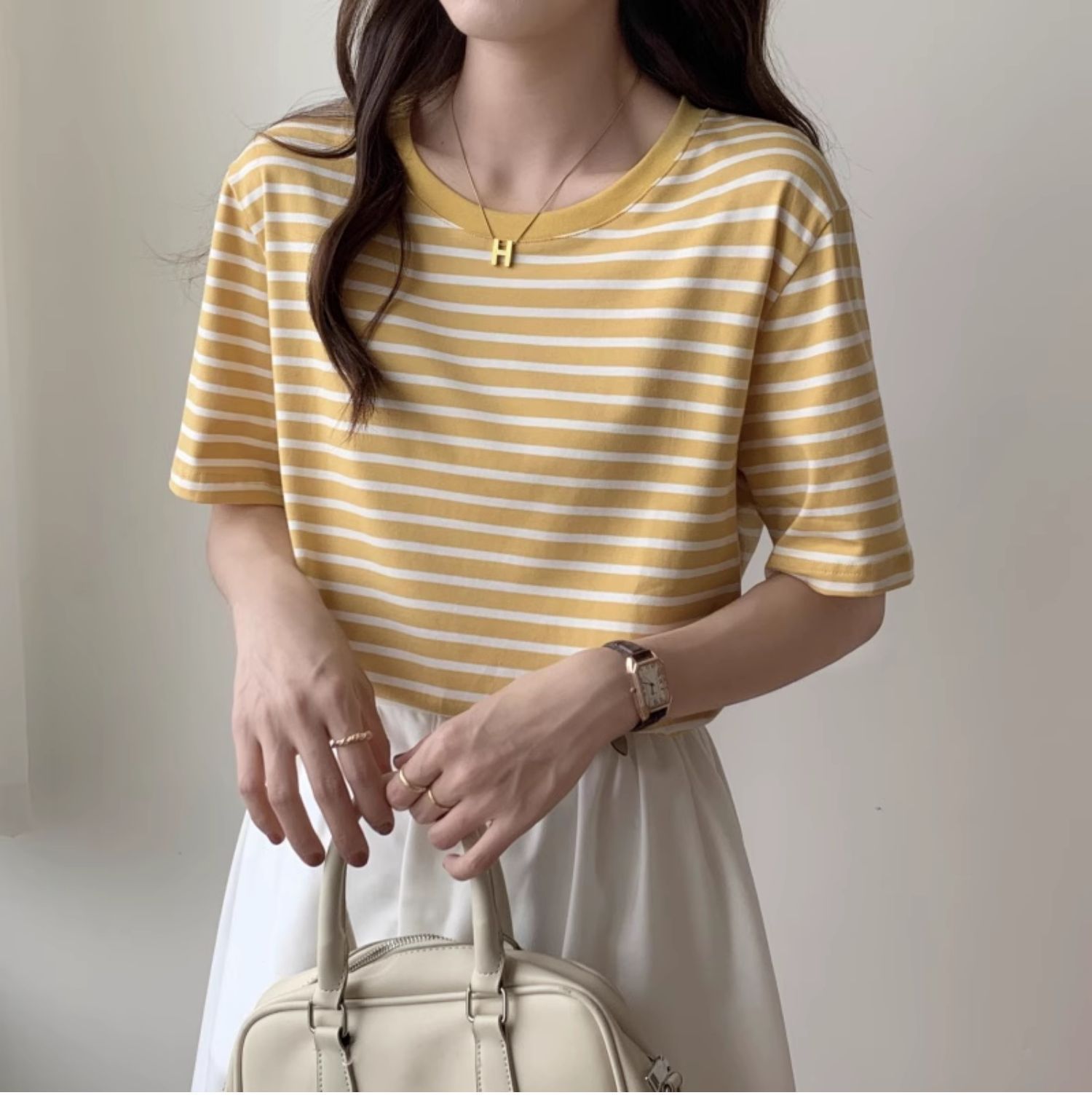 Kaos Vintage Bergaris Wanita R - Retro Vintage Korean Fashion ulasan dan harga