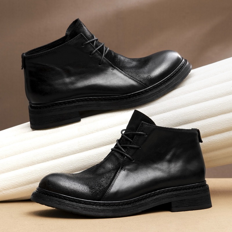 Sepatu Bot Kulit Asli Pria Vin - Vintage Fashion Style Men ulasan dan harga