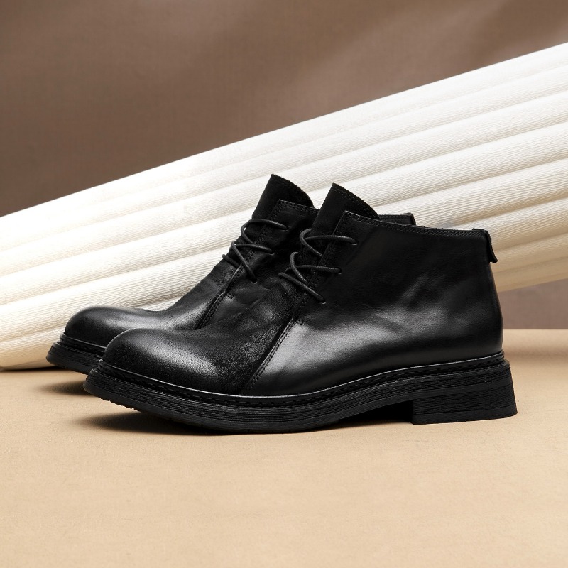 Sepatu Bot Kulit Asli Pria Vin - Vintage Fashion Style Men ulasan dan harga