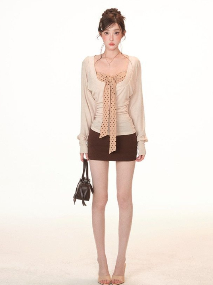 Setelan Blus Vintage Musim Sem - Retro Vintage Korean Fashion ulasan dan harga