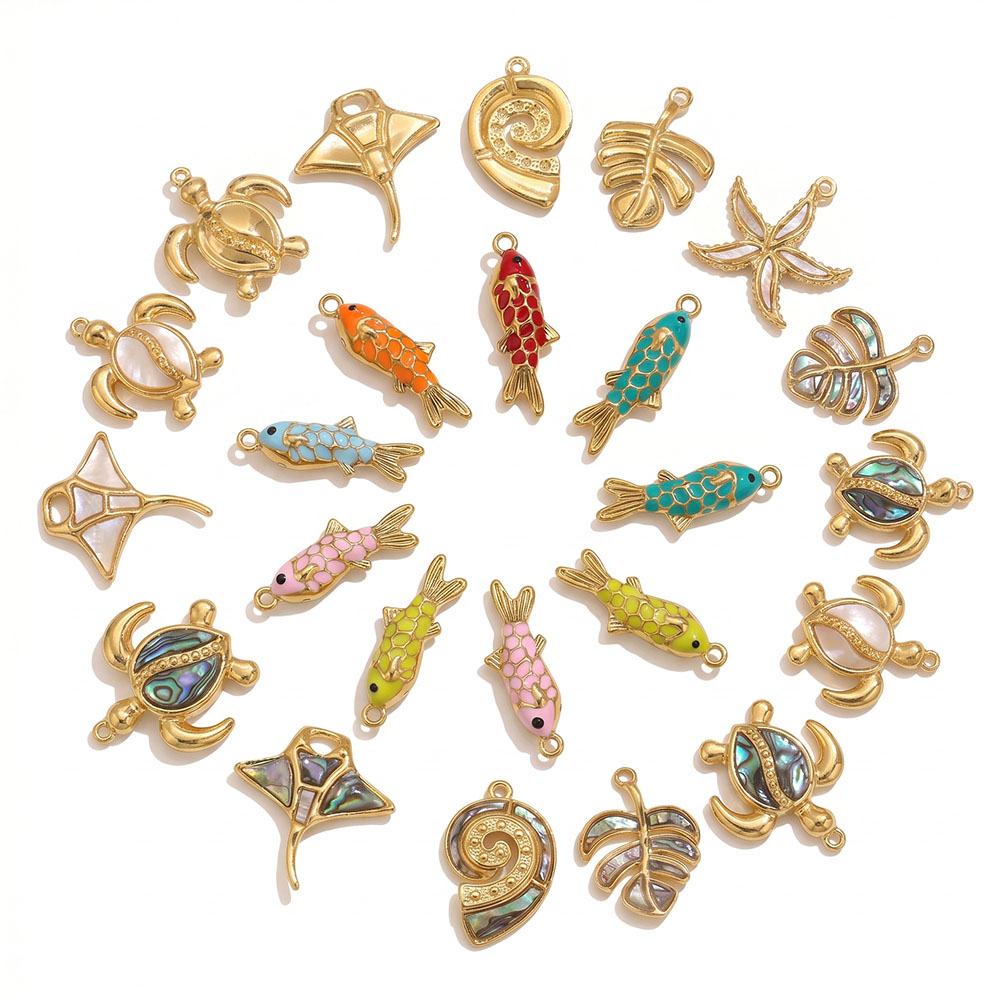 2pcs Liontin Enamel Hewan Laut - Vintage Fashion Finds ulasan dan harga