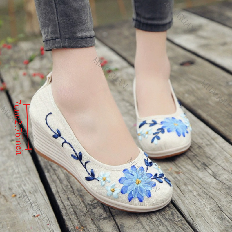 Sepatu Platform Wedge Nyaman W - Vintage Fashion Heels ulasan dan harga