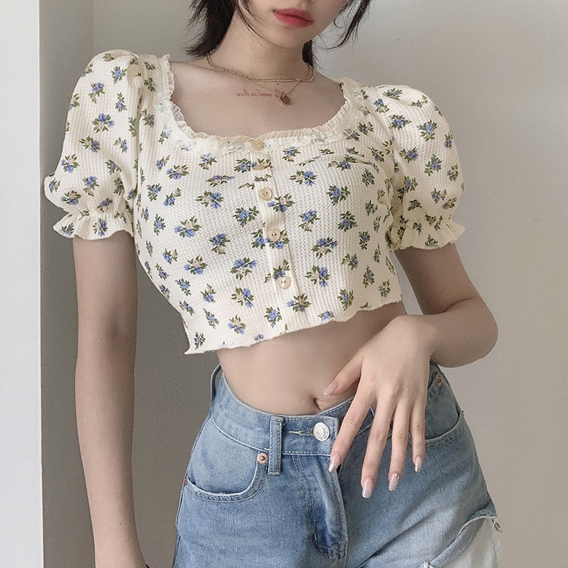 Y2K K-fashion Kaus Bunga Jepan - Retro Vintage Korean Fashion ulasan dan harga