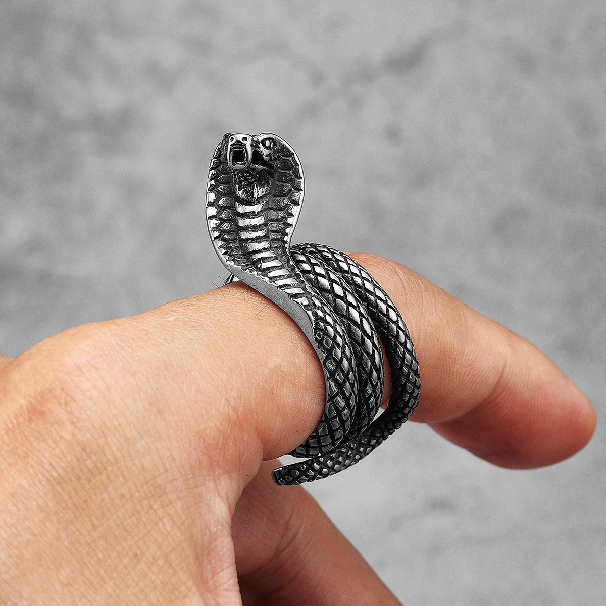 Ular kobra hewan pria cincin b - Vintage Fashion Stuff ulasan dan harga