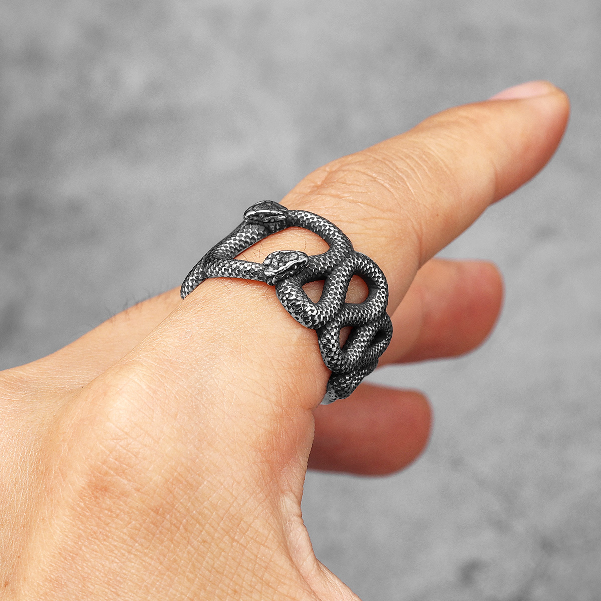 Cincin Pria Hewan ular ganda b - Vintage Fashion Stuff ulasan dan harga