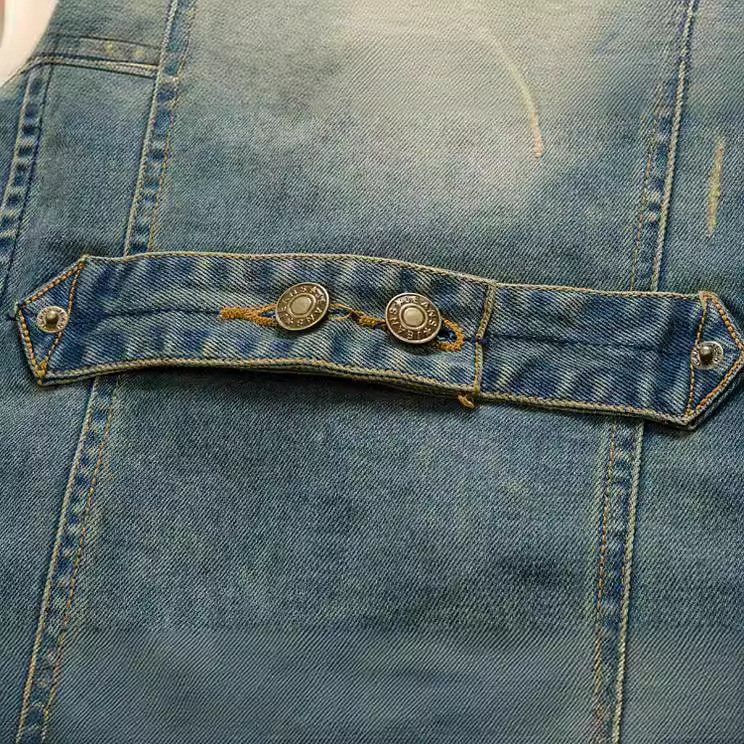 Jaket Jeans Tanpa Lengan Kerah - Retro Vintage Korean Fashion ulasan dan harga