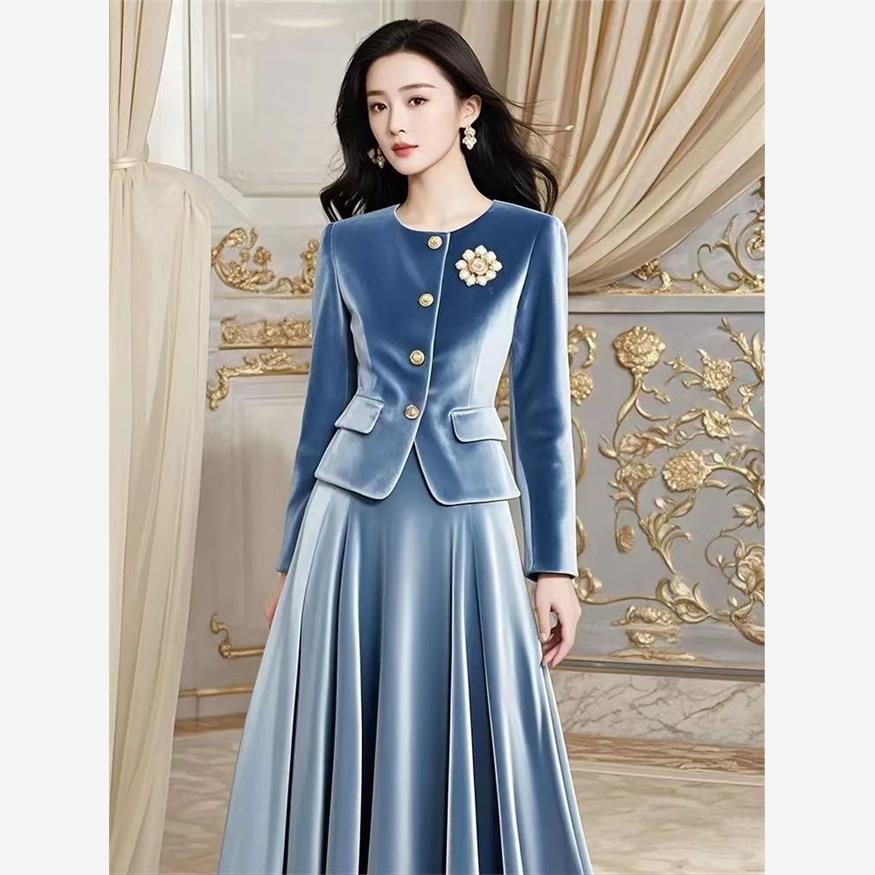 Gaun lengan panjang beludru bi - French Vintage Fashion ulasan dan harga